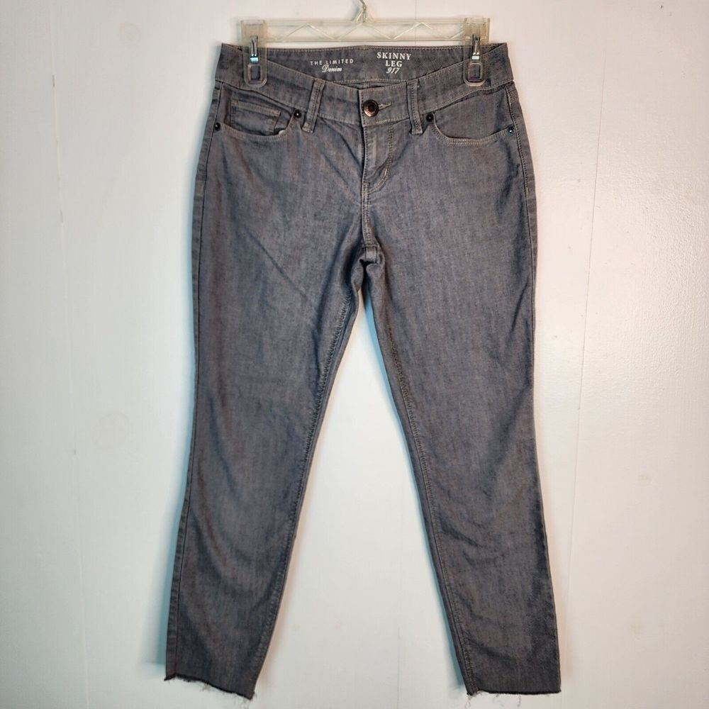 The Limited 917 Skinny Leg Jeans Gray Frayed Cuff Size 2